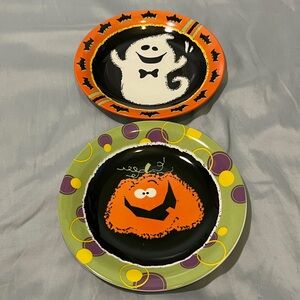 Festive Set of Halloween Ghost and Pumpkin Ceramic Plates
